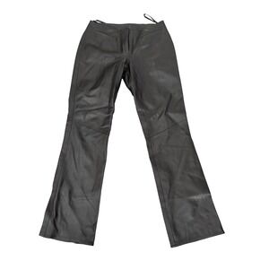Elements by Vakko Black‎ Leather Pants Size 4 Flare Leg Genuine Leather